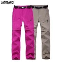 jacksanqi women quick dry removable pants spring summer hiking pants brand sport outdoor trouser fishing trekking shorts ra067