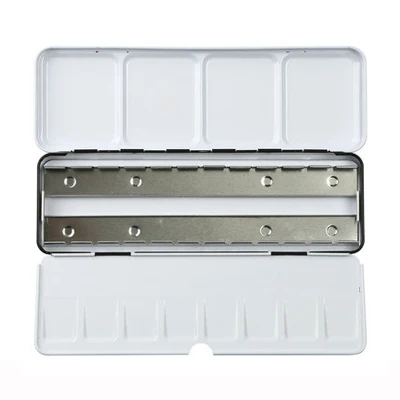 Пустой акварельные краски Tin Box Палитра живописи коробка для хранения, украшенное мозаикой из драгоценных камней, 12/24/48 шт кювет и полукювет для художественной росписи расходные материалы - Цвет: 24-colour empty iron