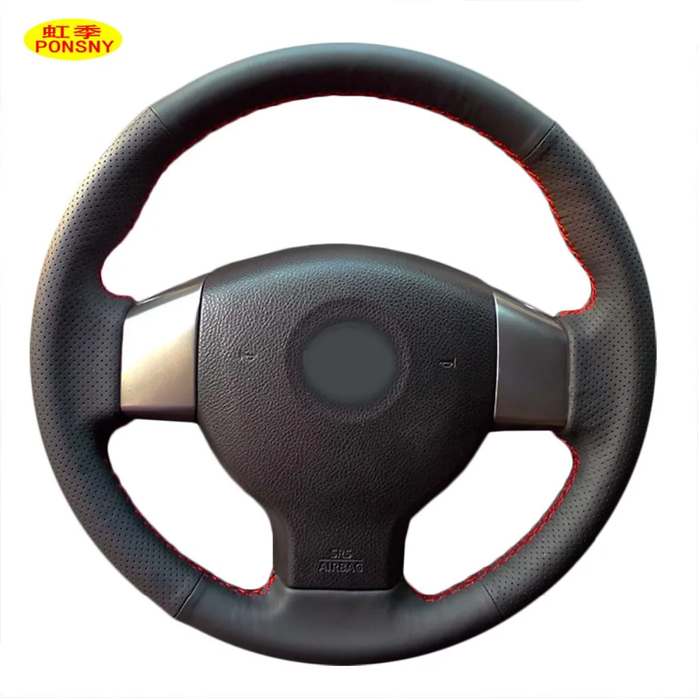 Чехол для руля автомобиля PONSNY из натуральной кожи Nissan TIIDA 2005-2009 Bluebird Sylphy Livina