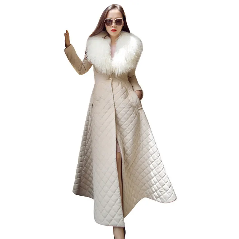 Новейшая зимняя теплая Женская хлопковая подкладка с длинным шерстяным