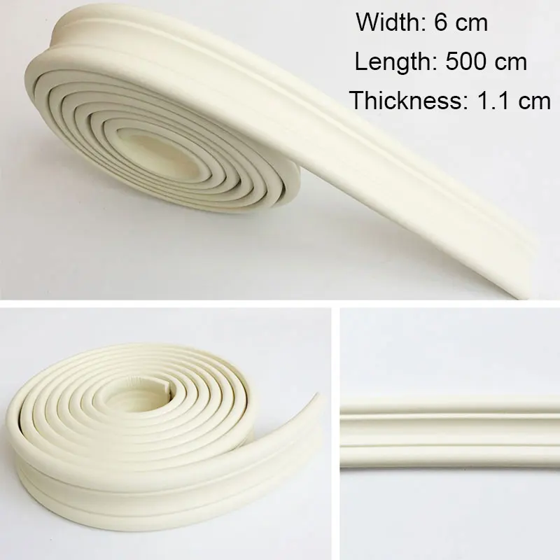 White 3D Анти-столкновения полосы пенопластовая плинтус границы линии талии стены стикеры Детская комната спальня потолок дома Фон стены декоративные - Цвет: White