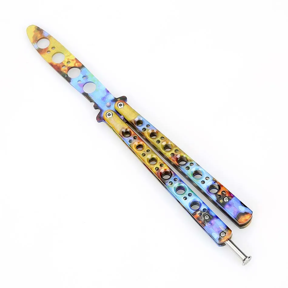 yellow flame Swayboo CS GO Складной Игровой нож бабочка тренировочный нож красочные тупые лезвия без края инструмент практика бабочка в ноже - Цвет: yellow flame