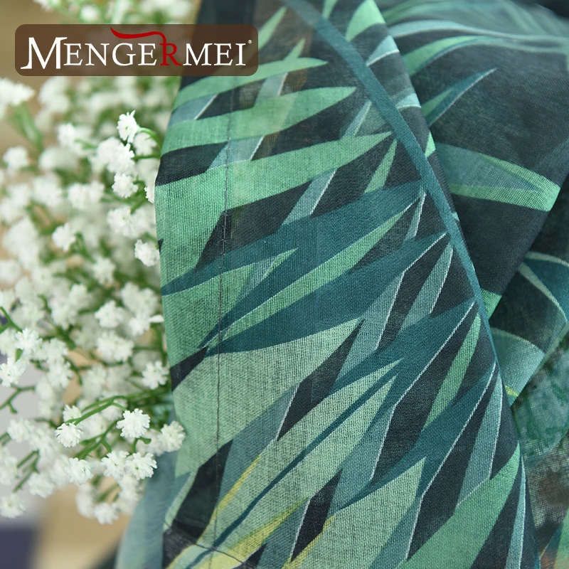 MENGERMEI зеленые шторы с листьями для гостиной столовой кухни окна тюль затемненные