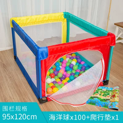 9512mat100balls Складное ограждение для детского манежа стальная труба забор для детей преддошкольного возраста Крытый безопасный игровой бассейн защита для детей забор От 0 до 5 лет - Цвет: 9512mat100balls