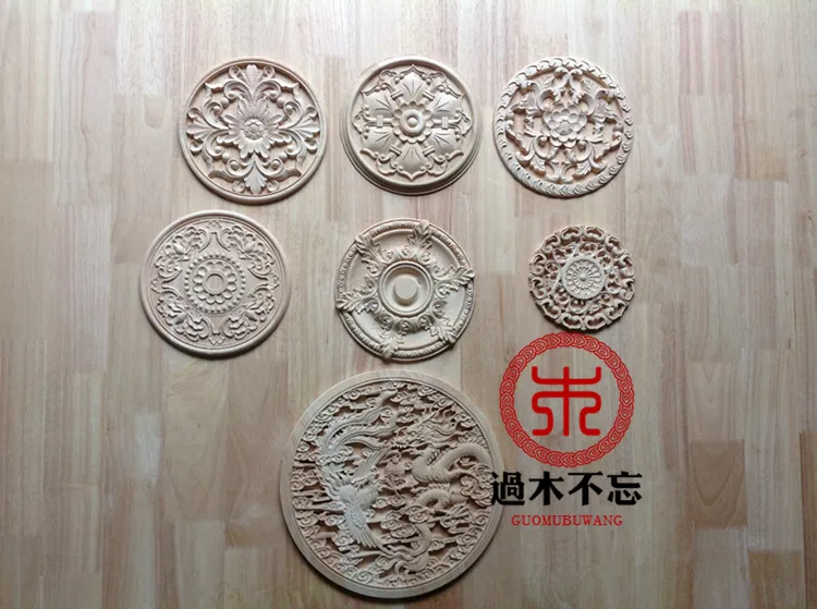 

Do not forget to log Dongyang woodcarving FLOWER FLOWER round round wood European love dragon door flower window decals fireplac