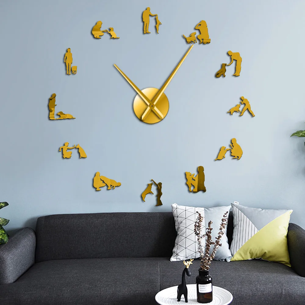 

Dogs In Training Wall Art DIY Large Wall Clock Dog Trainers Home Decor DIY Large Frameless Wall Watch Dog Owner Dog Breeder Gift