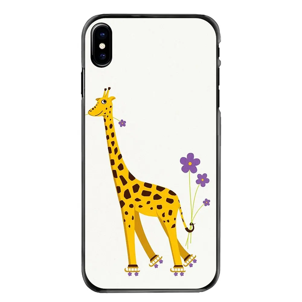 For iPhone 4 4S 5 5S 5C SE 6 6S 7 8 Plus X XR XS Max iPod Touch Cell Phone Cover Yellow Cartoons Giraffe Pattern Art Print |