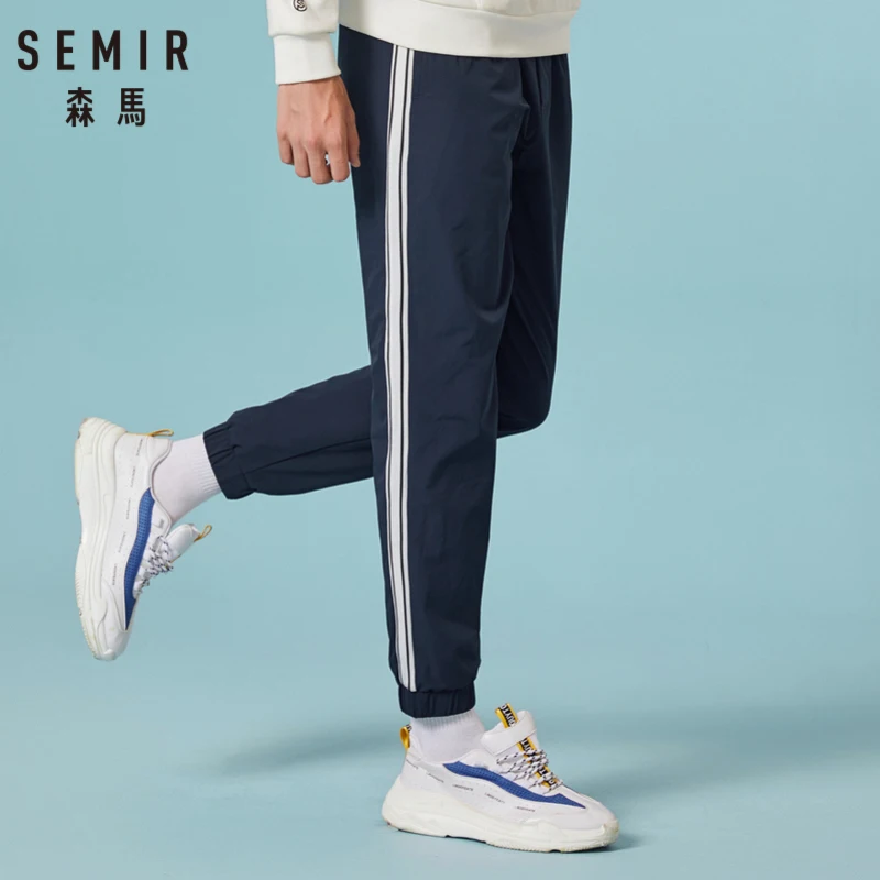 SEMIR Men Side-Striped Joggers with Elastic Drawstring Waistband Men's Pull-on Pants Sweatpants Sport Side Pocket |