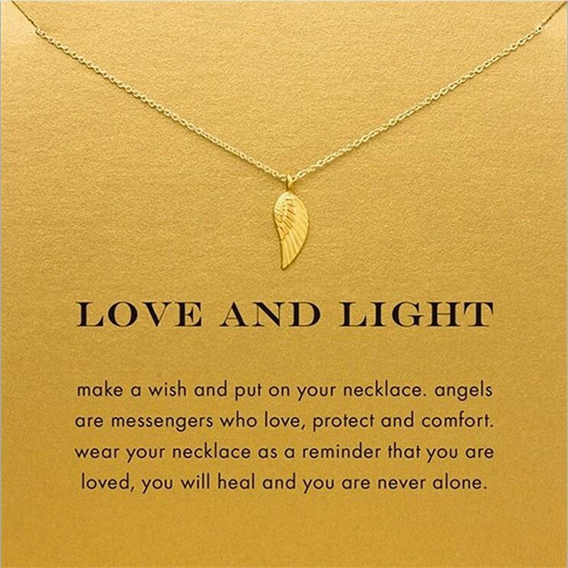 10 шт. минималистичный подвеска Крыло ангела пожелание карта чокер колье ожерелья