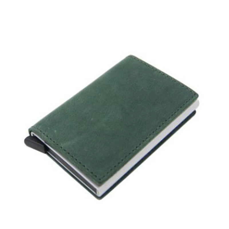 Brand 2020 Men Blocking Rfid Wallet Mini Genuine Leather Business Aluminium Credit Card Holder Purse Automatic Slide Case | Багаж и сумки