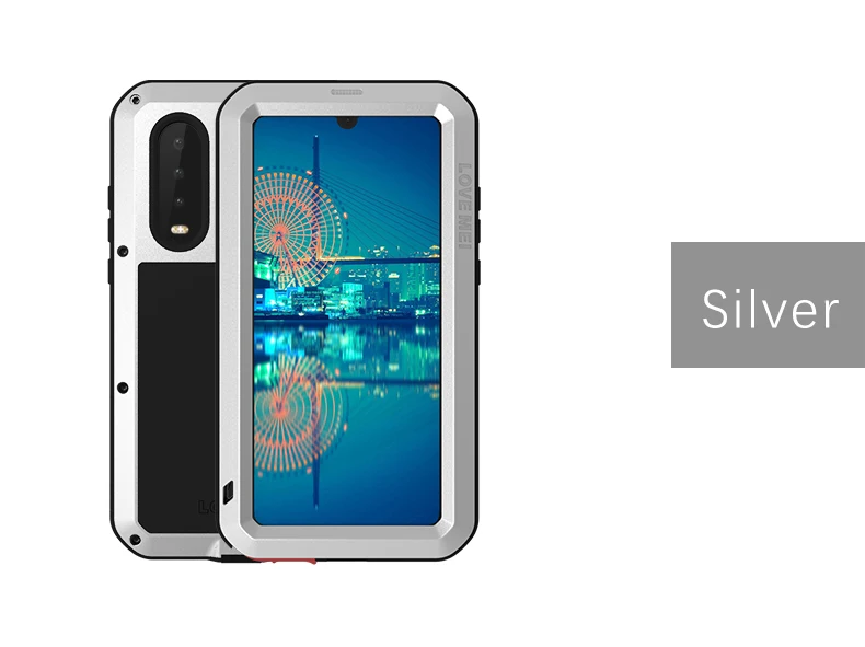 LOVE MEI металлический алюминиевый для huawei P30/P30 Pro/p30 Lite сверхмощный противоударный водонепроницаемый Мощный защитный чехол - Цвет: Серебристый