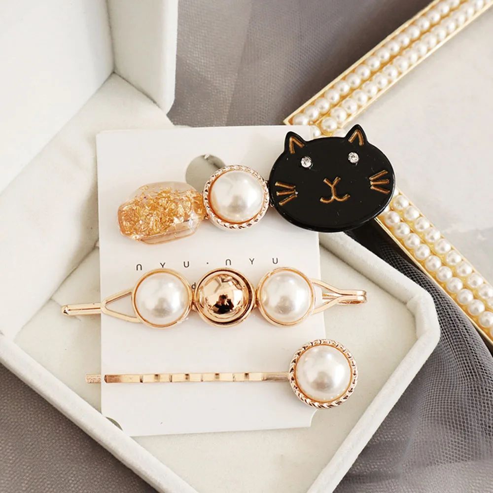 3 шт./компл. жемчужная металлическая заколка для волос золотого цвета Заколка