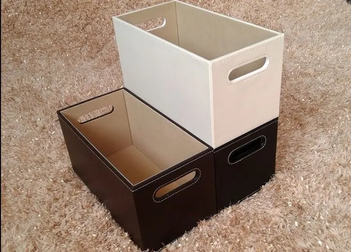 

Free shipping European holes leather CD boxes CD rack CD basket receive sundry basket Storage basket Boxes