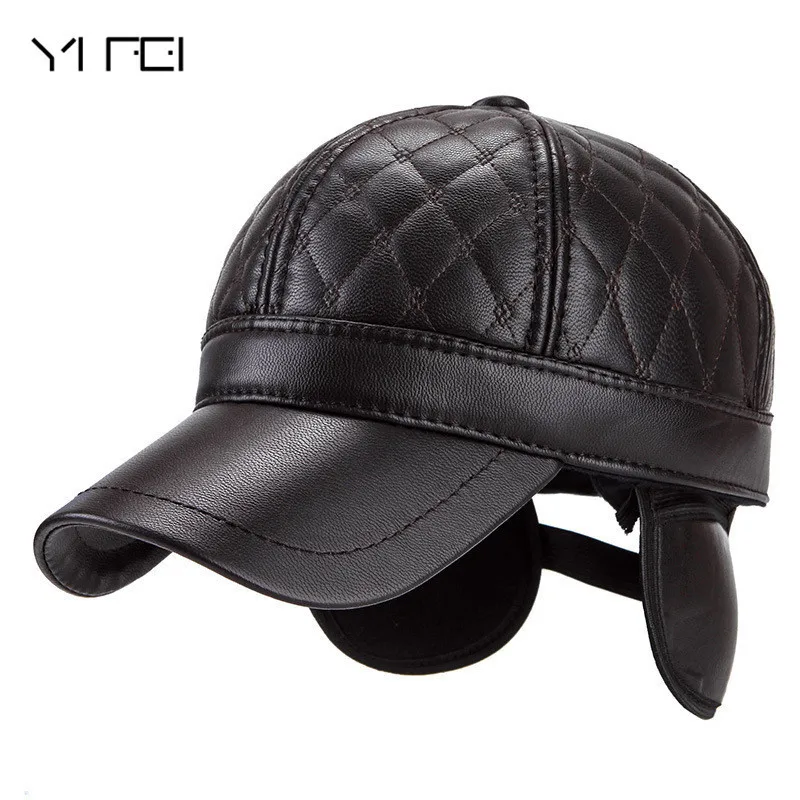 YIFEI защита для ушей Snapback шапка для женщин Высококачественная зимняя шапка для мужчин однотонная Русская Шапка теплая зимняя кожаная меховая бейсболка