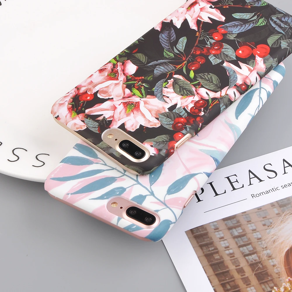 Чехол для телефона с изображением цветов и листьев для iPhone X, XS, XR, 6, 6S Plus, 7, 8 Plus, 5, 5S, SE, Тонкие Жесткие ПК-Чехлы, Мраморная Крышка для ананас черешня