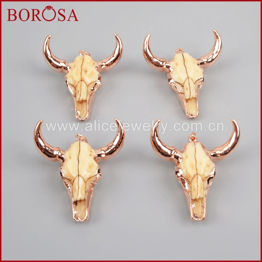 BOROSA 5 шт. розовое золото цвет Longhorn Смола рожок скот кулон ювелирные изделия буйвол