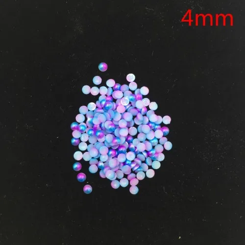 4mm blue Полукруглый смешанный жемчуг цветной плоский задний магический дизайн Русалка градиент симфония амулеты бусины ювелирные изделия DIY 3D украшения ногтей - Цвет: 4mm blue
