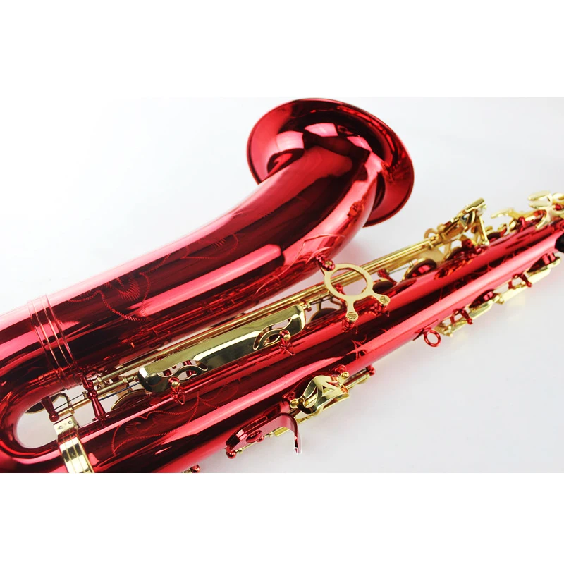 B flat альт саксофон поверхность красные лаковые Золотые ключи Sax Музыкальные
