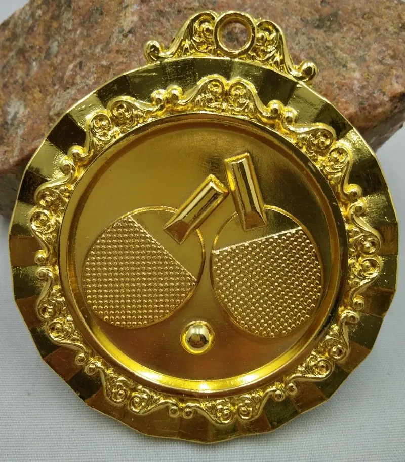 Медаль для настольного тенниса школьный спорт двойной цвет золотой металлик и