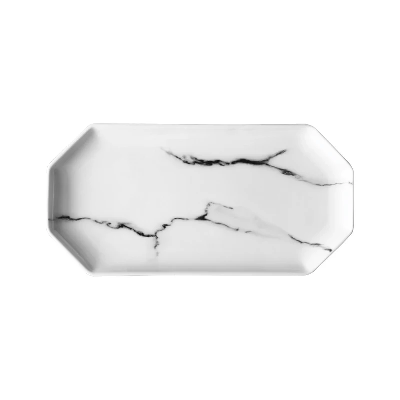 Длинные пищевые тарелки посуда кухонные аксессуары керамические с мраморной