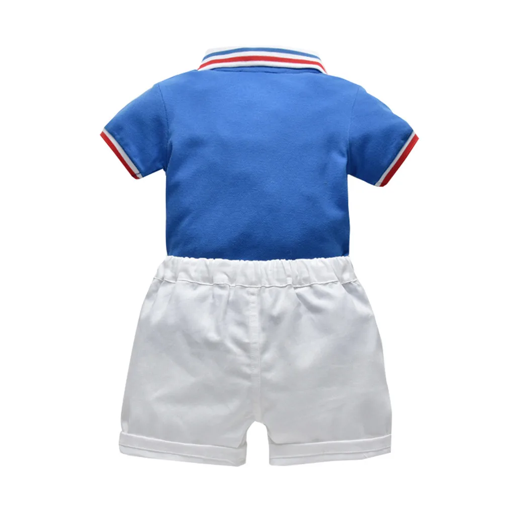 SAGACE Kids Boy Baby Gentleman Clothes Overalls Striped Football T-Shirt Tops Short Outfits Sets Clothing | Детская одежда и обувь