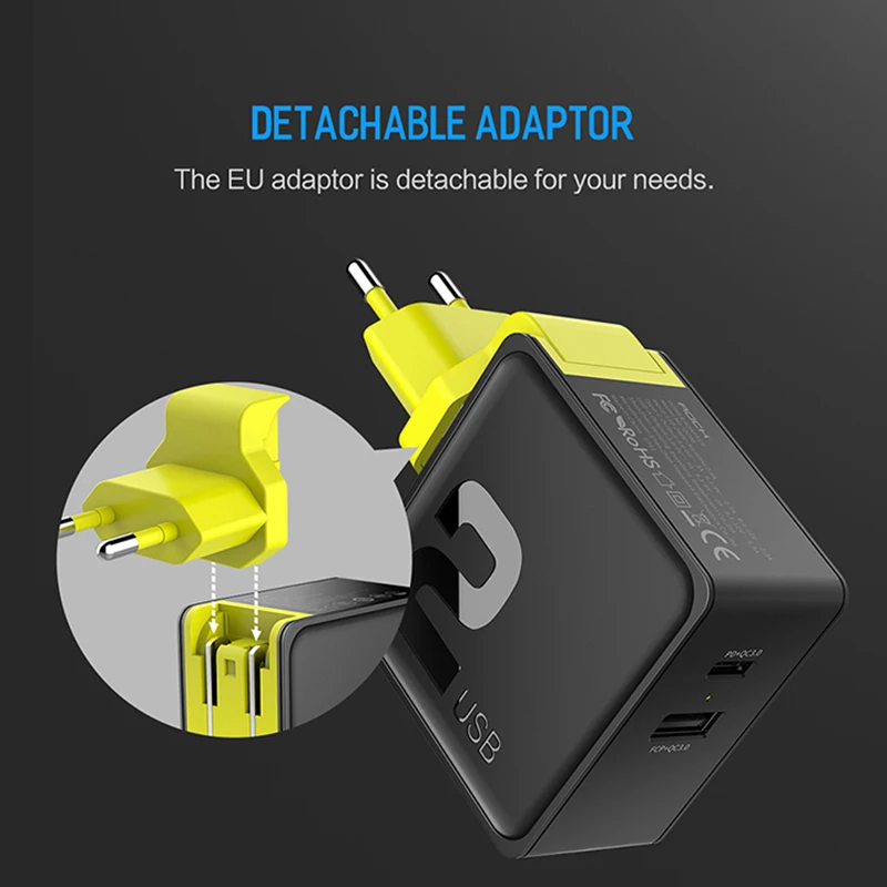 Рок Двойной быстрый мобильный телефон Зарядное устройство QC 3 0 Quick Charge FCP Батарея