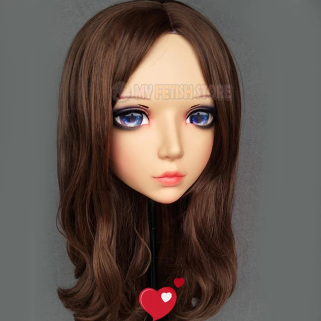 (Yan 05) Женская милая девочка резиновая полуголовая маска кигуруми с BJD глазами