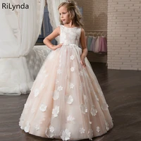 new flower girl dresses blush pink first communion gowns for girls ball gown cloud beaded pageant gowns vestido de daminha