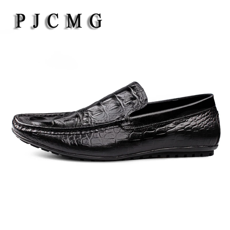 Мужские мокасины без шнуровки PJCMG черные/красные повседневные Мокасины из