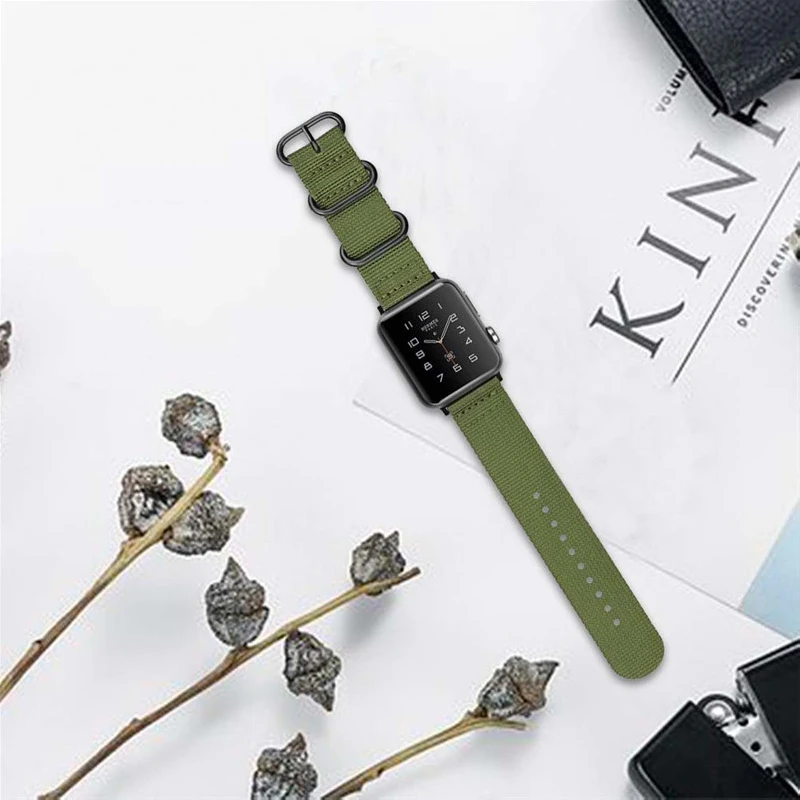 Ремешок нейлоновый для apple watch band 42 мм 38 браслет 4 44 40 iwatch series 4/3/2/1 аксессуары