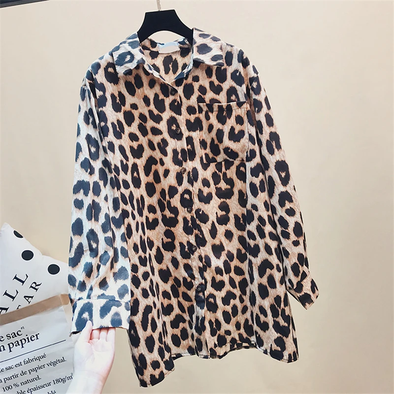 Винтажная леопардовая рубашка женские топы весна осень 2020 модные новые блузки с