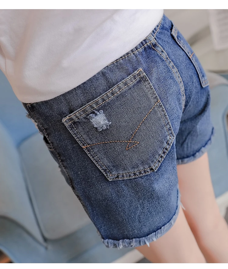 Летние Короткие джинсы для беременных Fdfklak брюки женщин с эластичной резинкой на