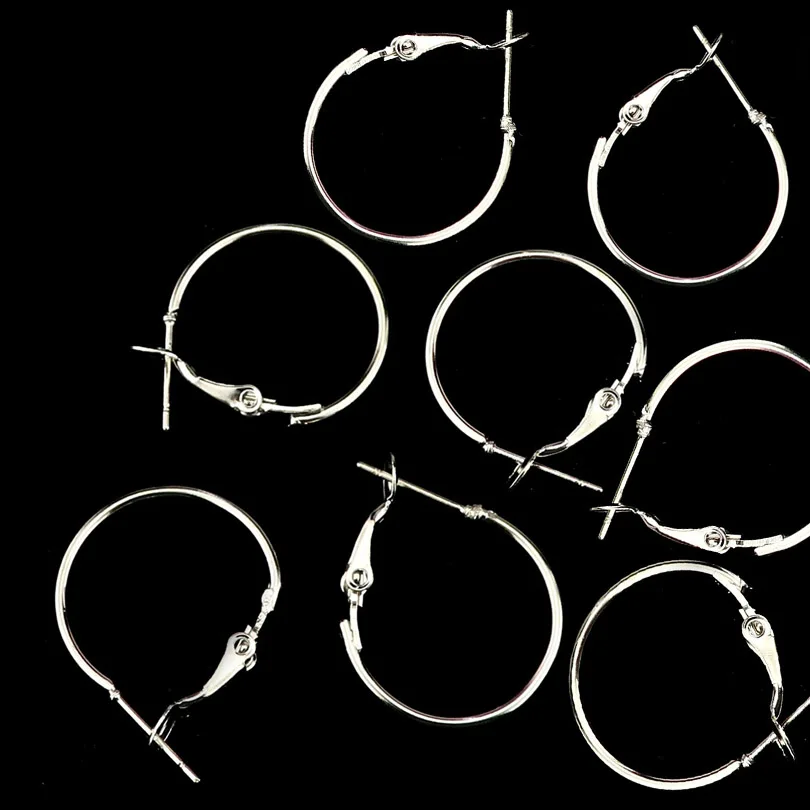 20 шт./лот серебряные серьги в виде колец Большой Гладкий круглые для женщин и
