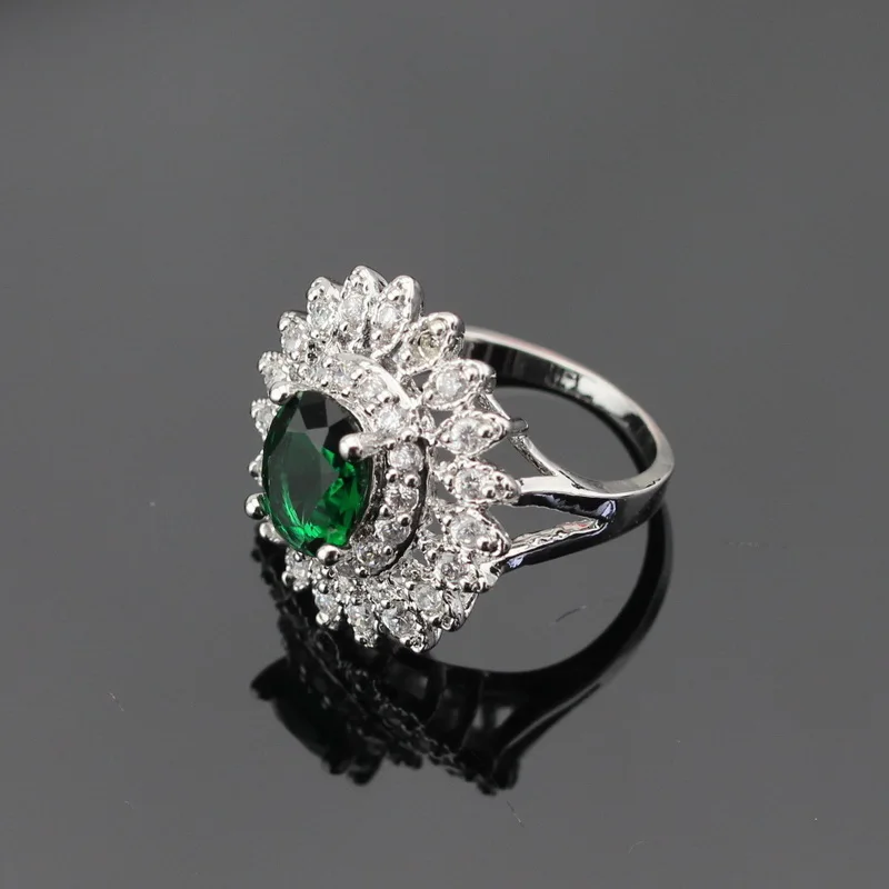 Женский ювелирный комплект из колье серёг браслета и кольца|colorful jewelry sets|set greenjewelry