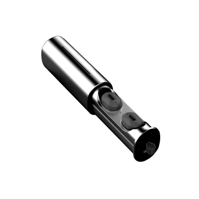 Черный Мини T1 TWS V5.0 Bluetooth наушники настоящие беспроводные 3D стерео наушники с микрофоном портативные hifi глубокий бас звук беспроводная двойная гарнитура - Цвет: Черный