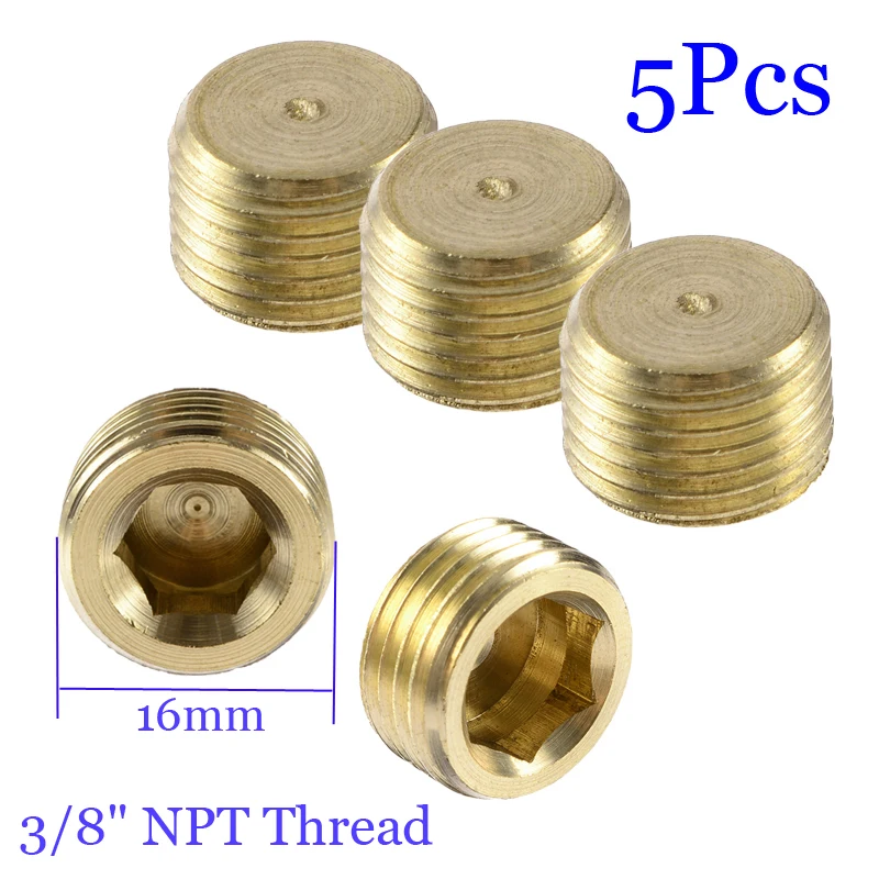 Internal Hex Socket Pipe Plugs G3/8 3/8" NPT Thread 5pcs Set Durable Copper | Автомобили и мотоциклы