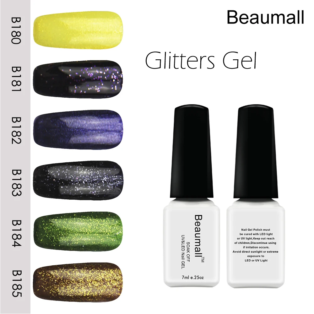 Beaumall ногтей художественные блестки Гелевые аккумуляторы серии Цвет # B180 ~ B185 7 мл