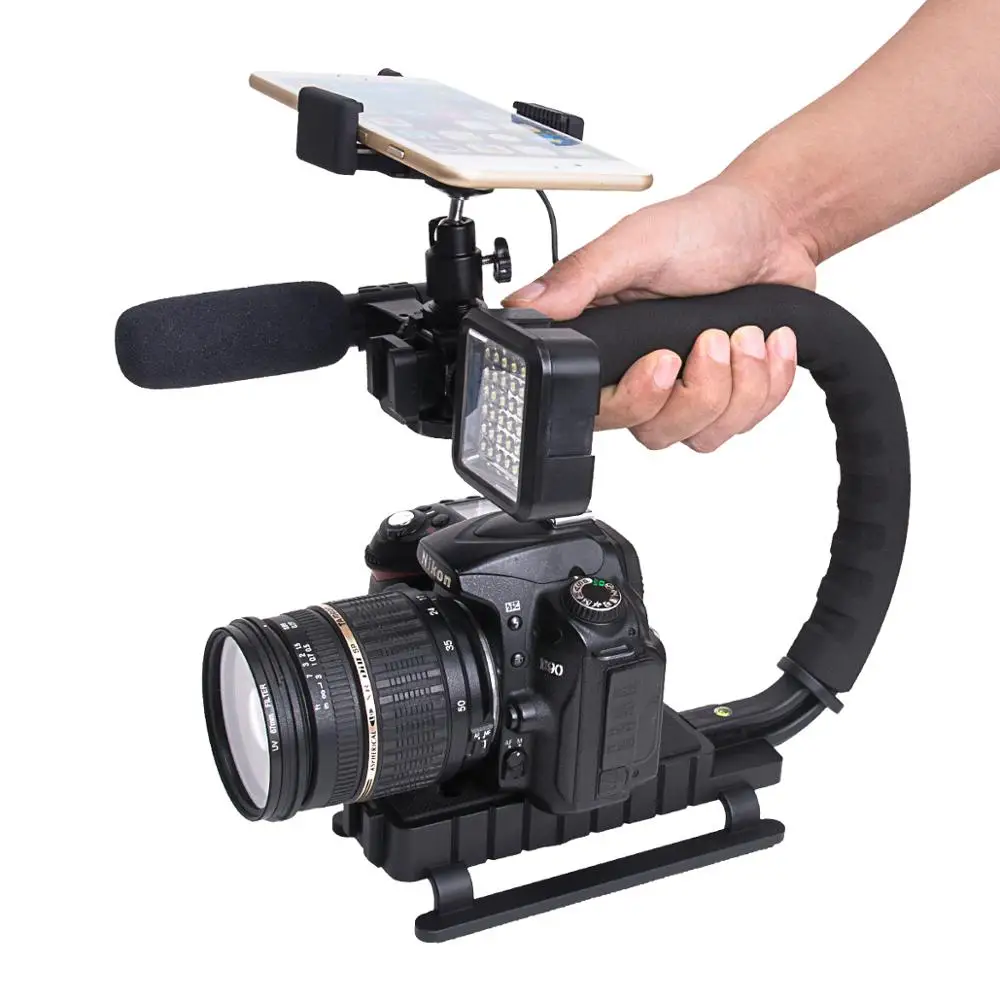 Мобильный стабилизатор C-образной формы с двойной ручкой для камеры Steadicam Mount Rig для iPhone X XS MAX 8 Xiaomi Mi A2 Lite Huawei Mate 20 и др.