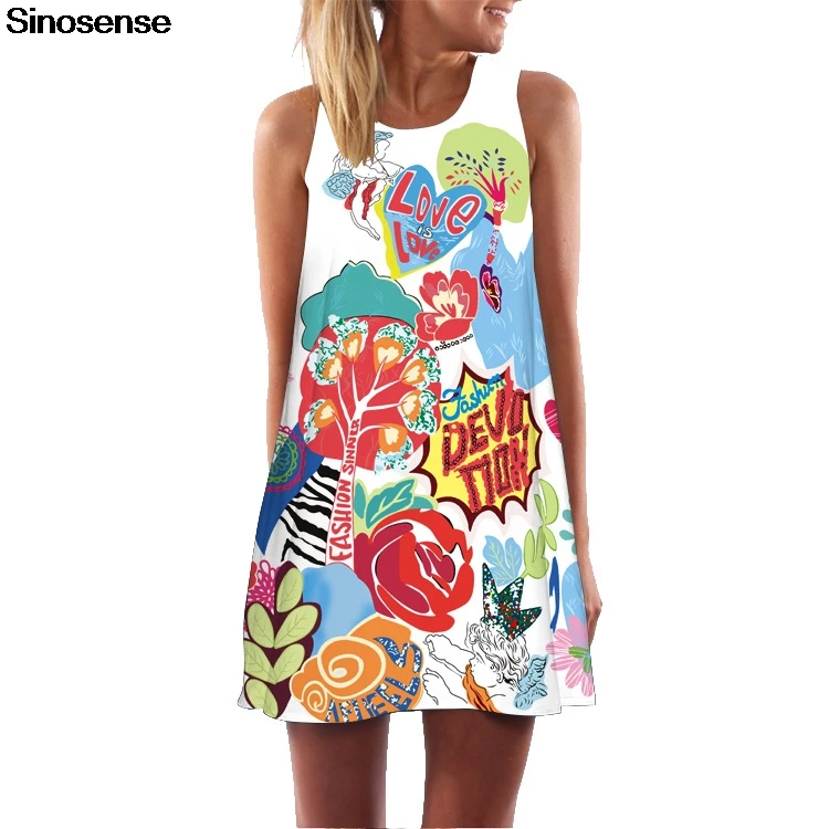 Новое летнее свободное шифоновое платье с 3D принтом ангела винтажное пляжное в