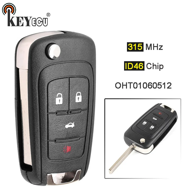 KEYECU 315 МГц ID46 чип OHT01060512 замена 3 + 1 4 кнопки откидной дистанционный ключ брелок для