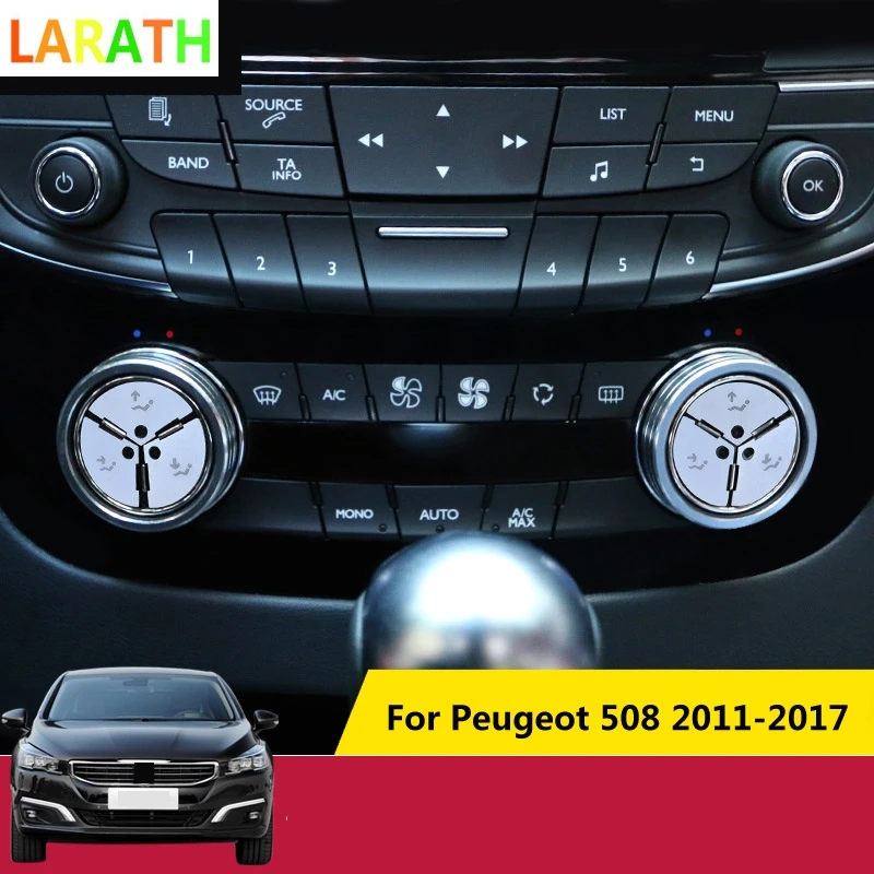 Для peugeot 508 2011- ручка кондиционера декоративные наклейки декоративное кольцо регулируемые аксессуары для кондиционера автомобиля