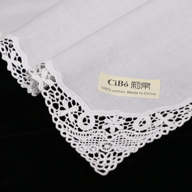 A013: белый кружевной носовой платок из высококачественного хлопка 12 цветов