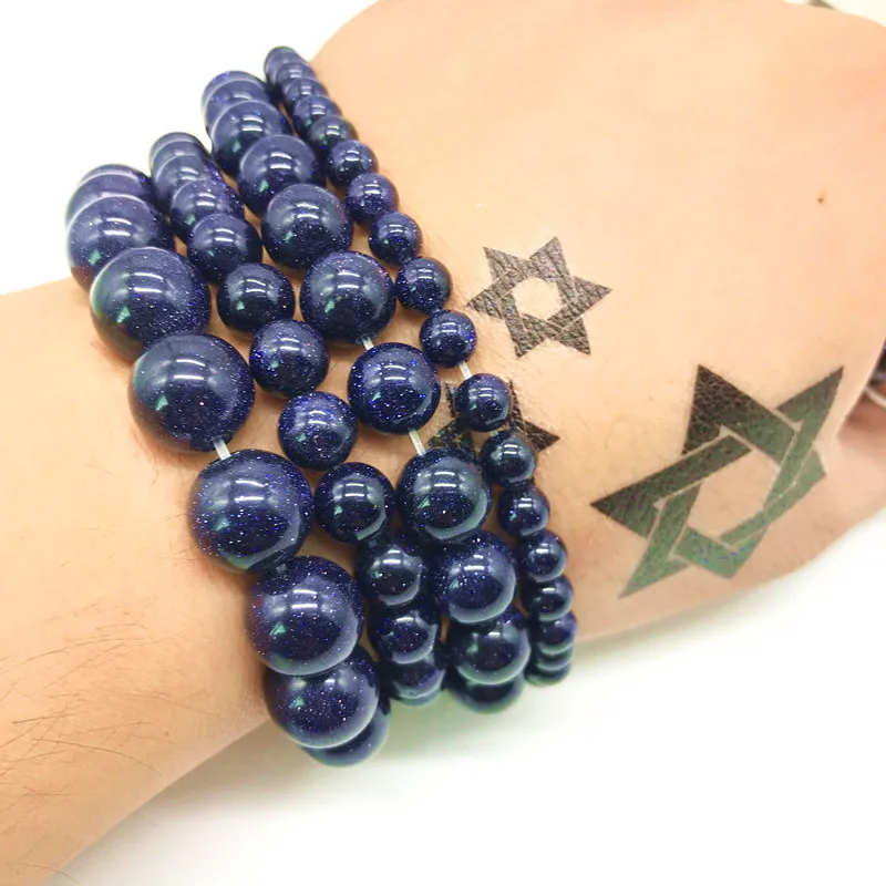 Круглые Бусины Из Натурального синего песчаника 16 дюймов нитка 6 8 10 12 мм размеры