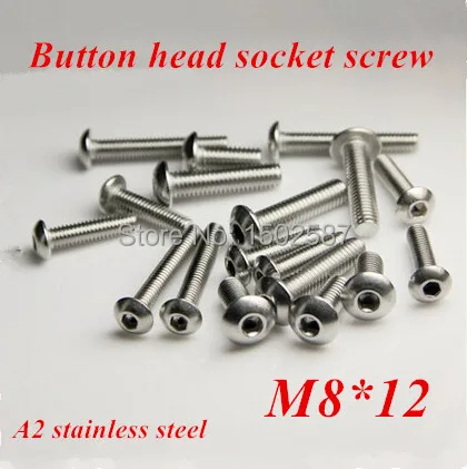 

100pcs/lot M8*12 Bolt A2-70 ISO7380 Button Head Socket Screw/Bolt SUS304 Stainless Steel M8X12mm