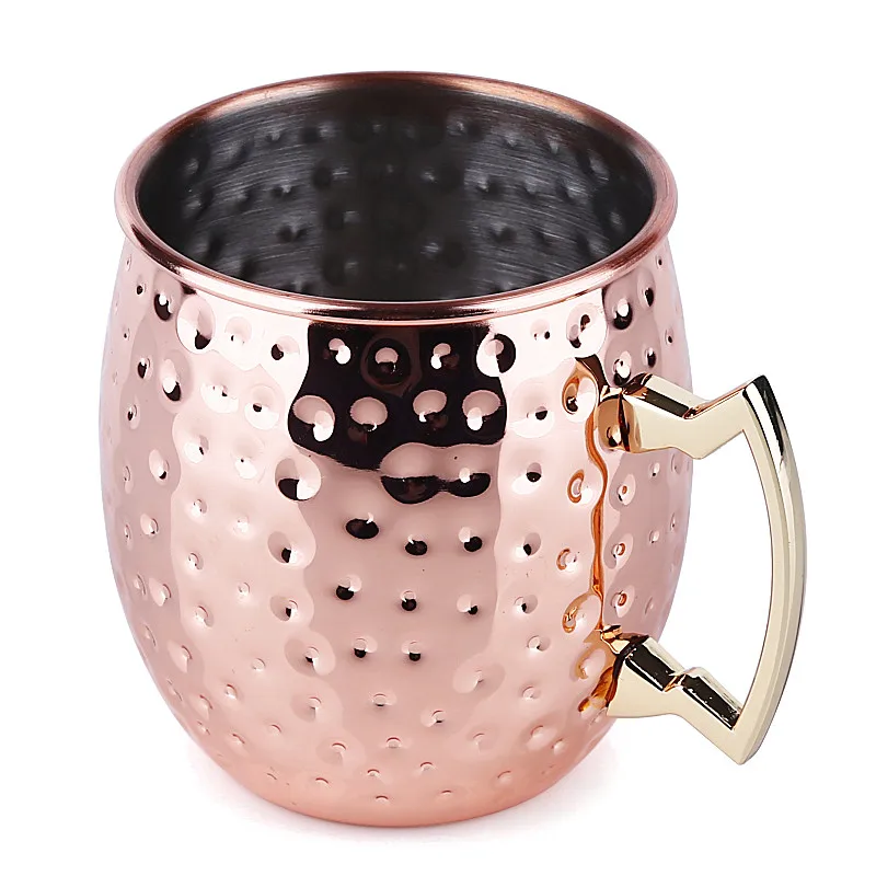 Premium Hammered Copper Plated Stainless Steel Moscow Mule Mug Drum-Type Cup of Barware 550ml | Дом и сад