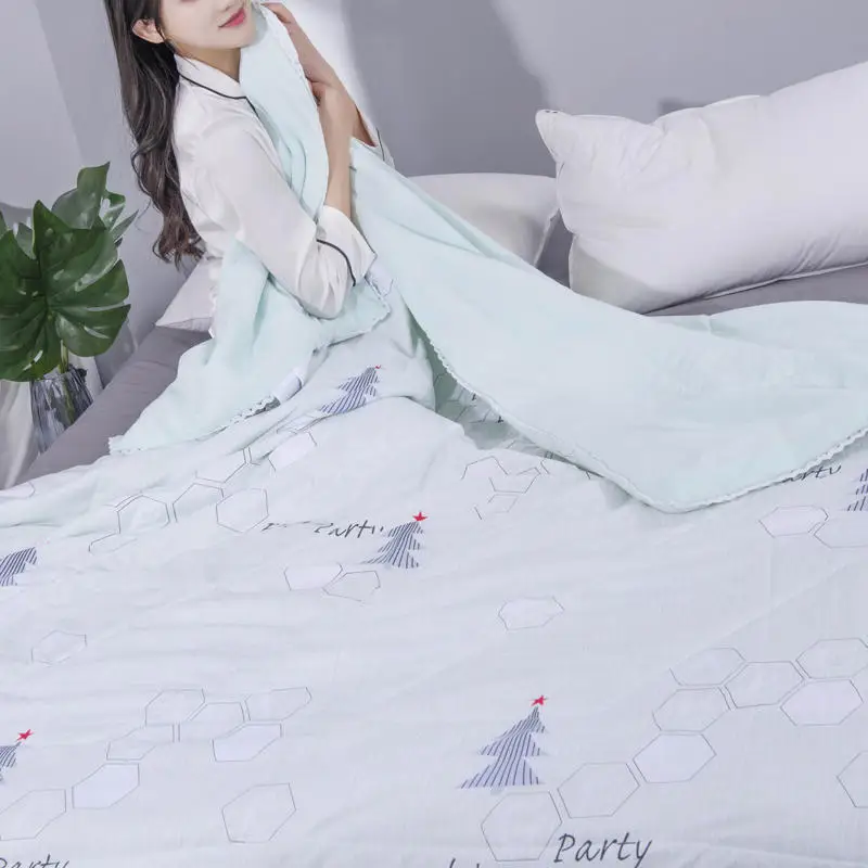 Leaf Pattern Soft Skin-friendly Summer Duvet Washed Cotton Thin Quilt Children Adults Duvet Pillowcase Wholesale(200x230cm