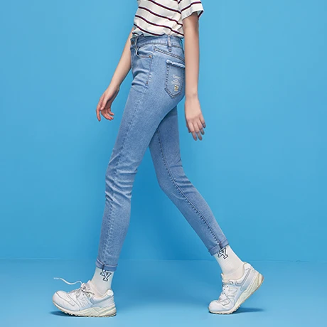 Light Blue Toyouth новые летние джинсы женские узкие Harajuku Повседневное карандаш брюки Винтаж джинсовые брюки - Цвет: Light Blue
