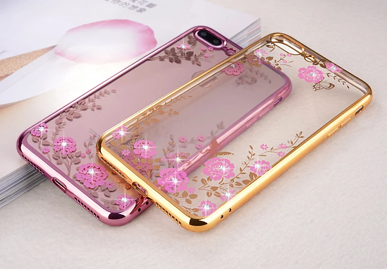 Fashion 3D Bling Strass Back TPU Silicone Gel Rubber Case Cover Hybrid Bumper For iphone X 7 7Plus 6 6S Plus 5 5S SE |