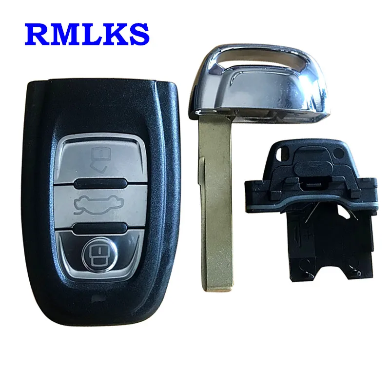 

High Qaulity 3 Button Smart Remote Key Shell with Insert Small Key hu66 Blanks For Audi A4L A6L A5 Q5 RS5 Q5 Quattro Key Case