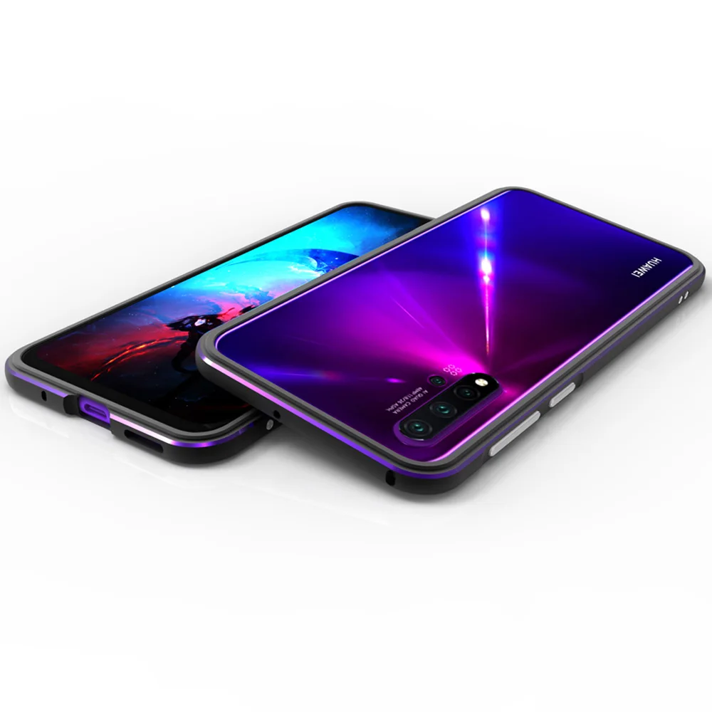 black with purple Чехол для huawei Nova 5 pro, алюминиевый чехол-бампер для huawei Nova 5, чехол, роскошная металлическая рамка для Nova 5i P20 Lite, чехол - Цвет: black with purple